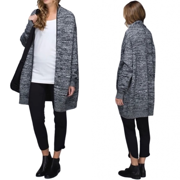 lululemon athletica Sweaters - Lululemon Cardi All Day Merino Wool Cardigan Sweater Black White Combo